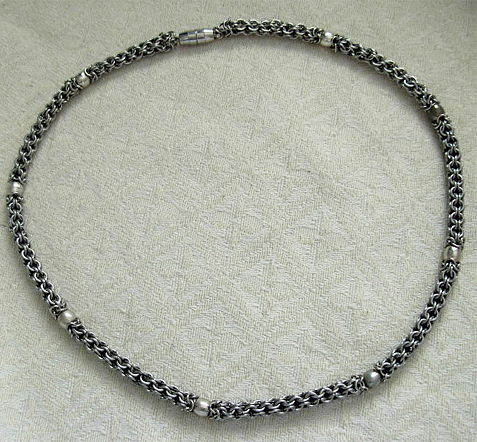 mens stainless steel captive chainmail necklace